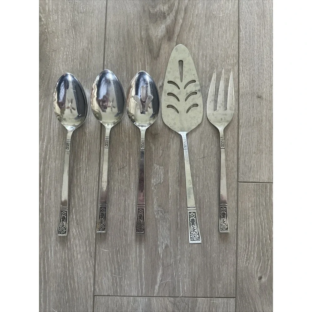 5 PCs ECKO‎ Eterna SANTA CLARA Stainless Steel Flatware Silverware Serving Set